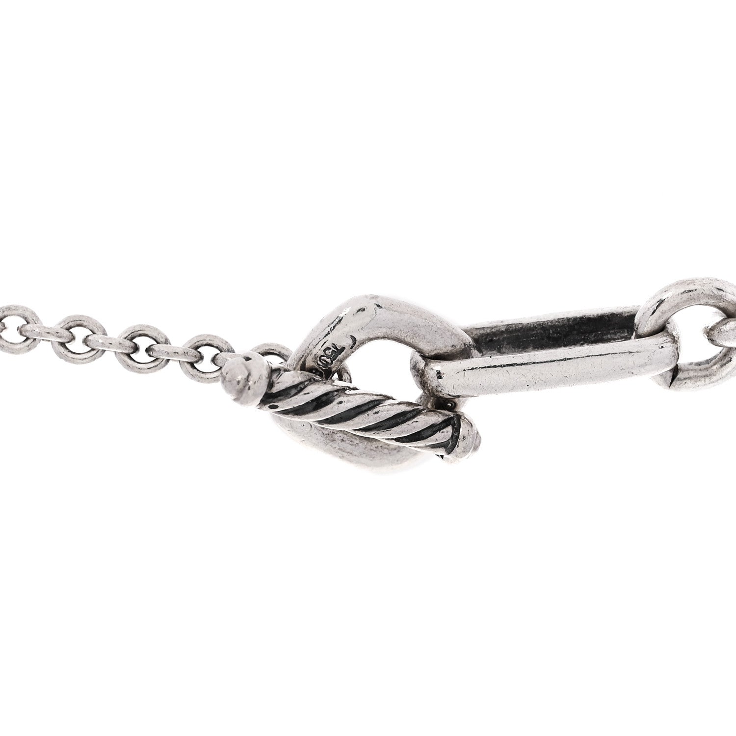 David Yurman Sterling Silver 18K Yellow Gold Baroque Pearl Long Figaro Chain Necklace 4 of 5