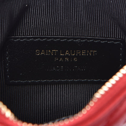 Saint Laurent Calfskin Matelasse Monogram Key Pouch Rouge Eros 6 of 8
