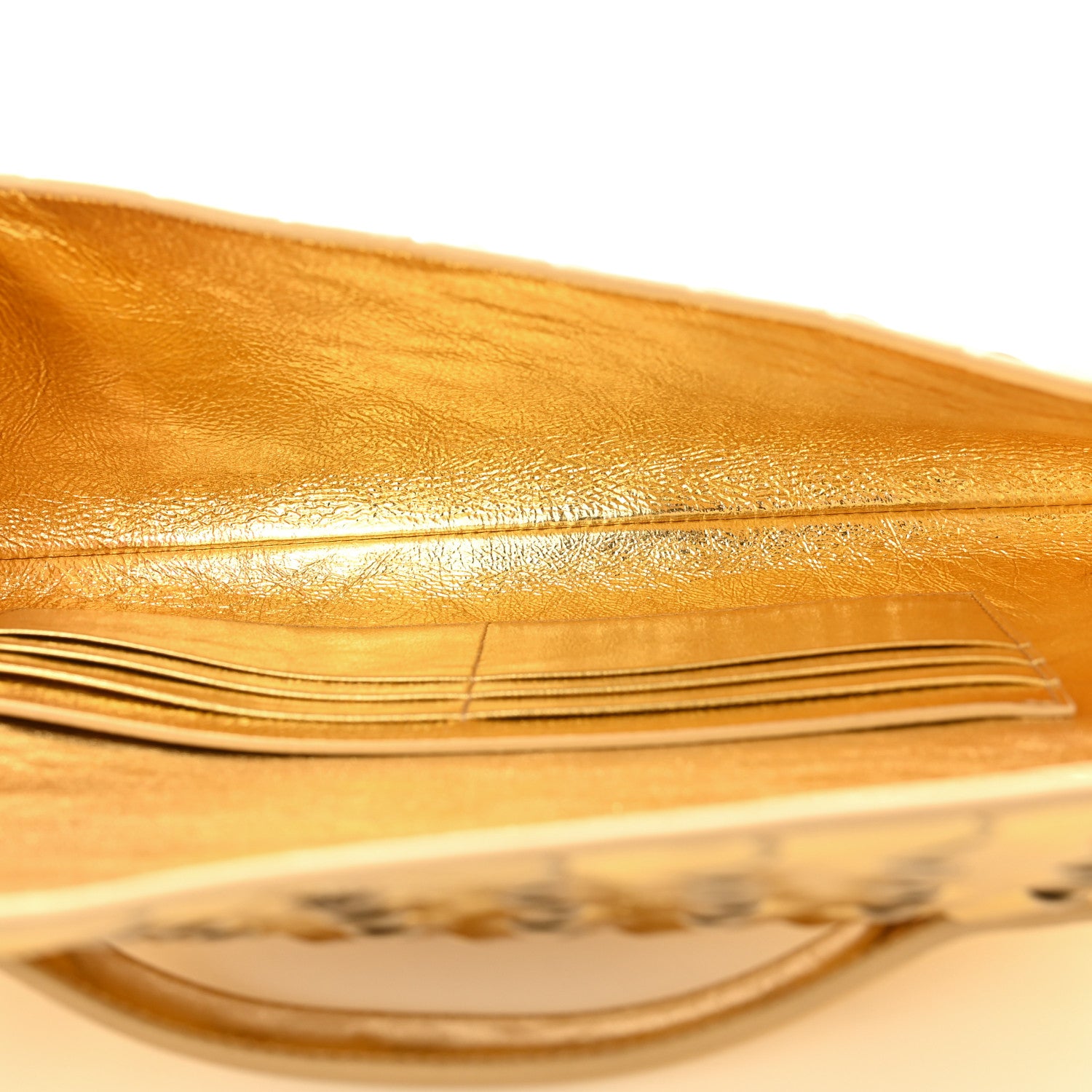 Bottega Veneta Metallic Lambskin Intrecciato Long Andiamo Top Handle Clutch Gold 5 of 7