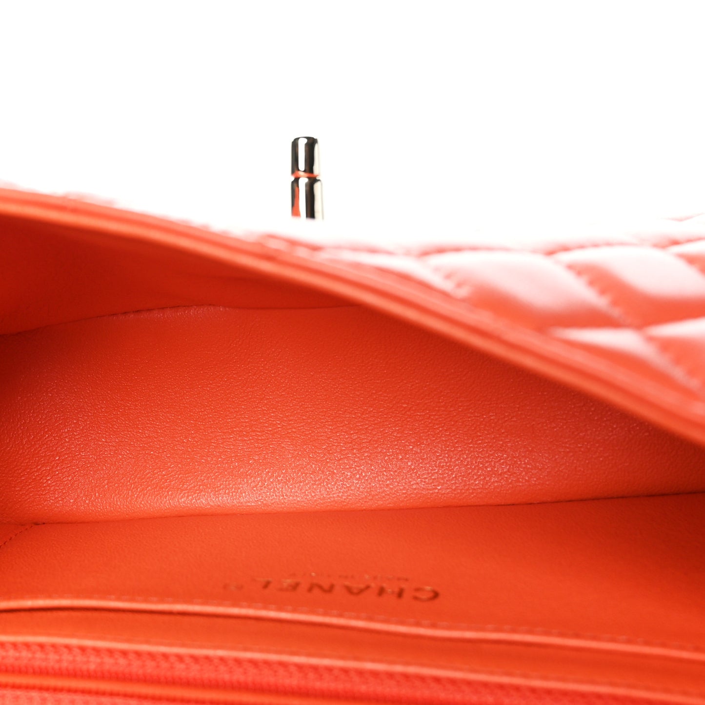 Lambskin Quilted Mini Rectangular Flap Coral