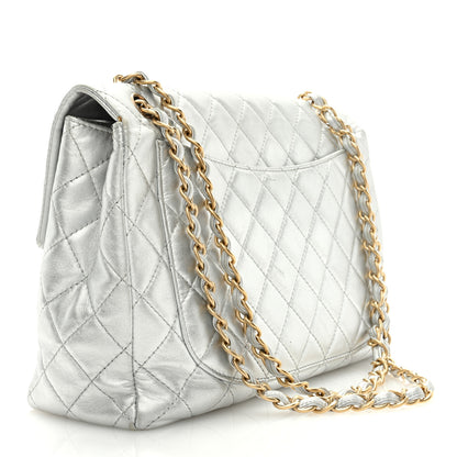 Chanel Metallic Lambskin Quilted Maxi Single Flap Silver 3 of 10