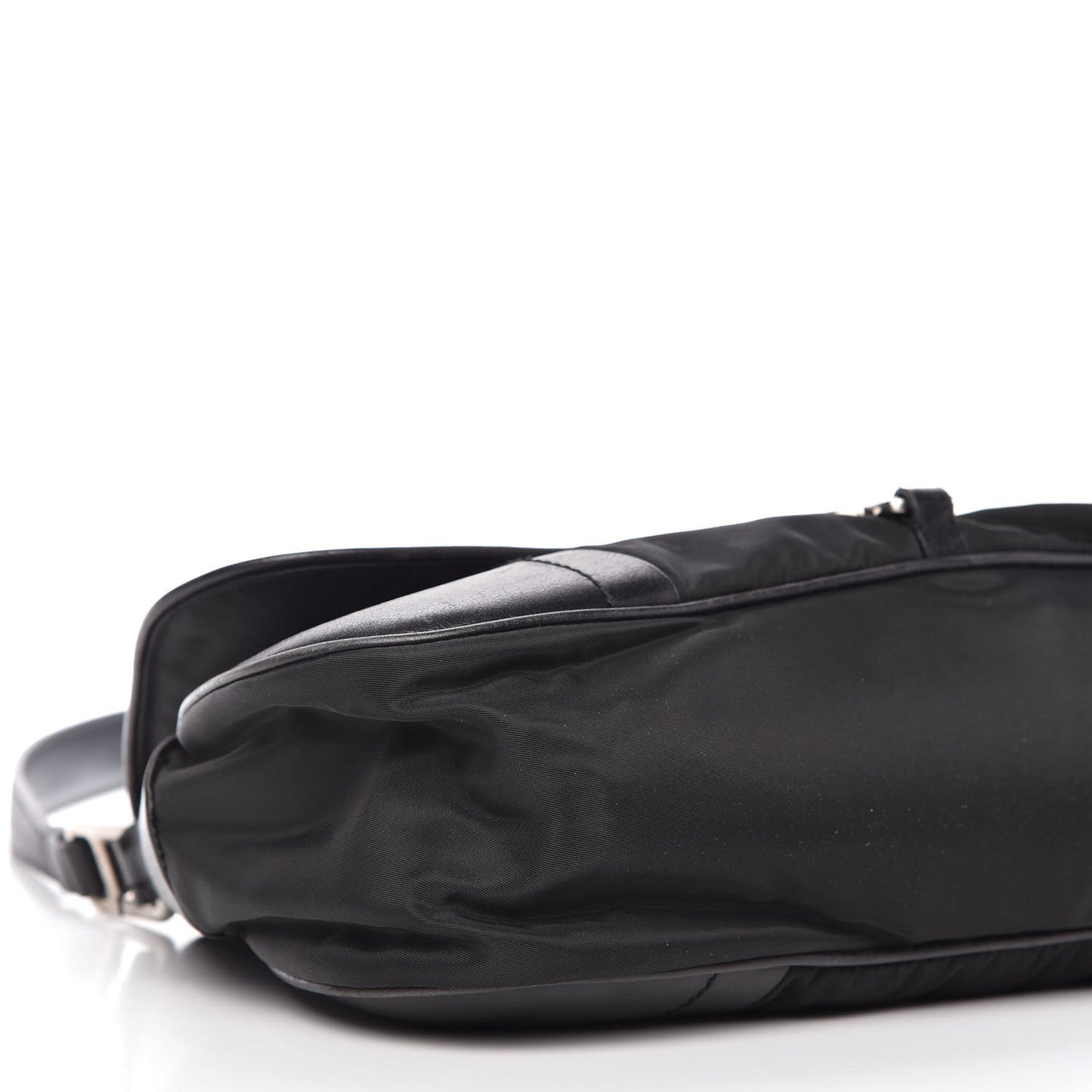 Tessuto Nylon Calfskin Shoulder Bag Black