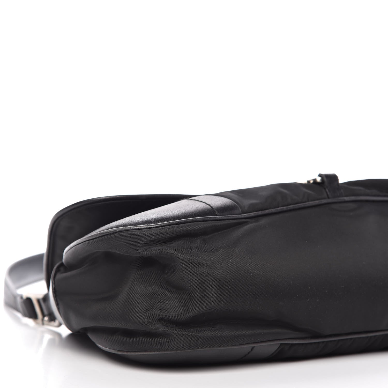 Prada Tessuto Nylon Calfskin Shoulder Bag Black 6 of 14
