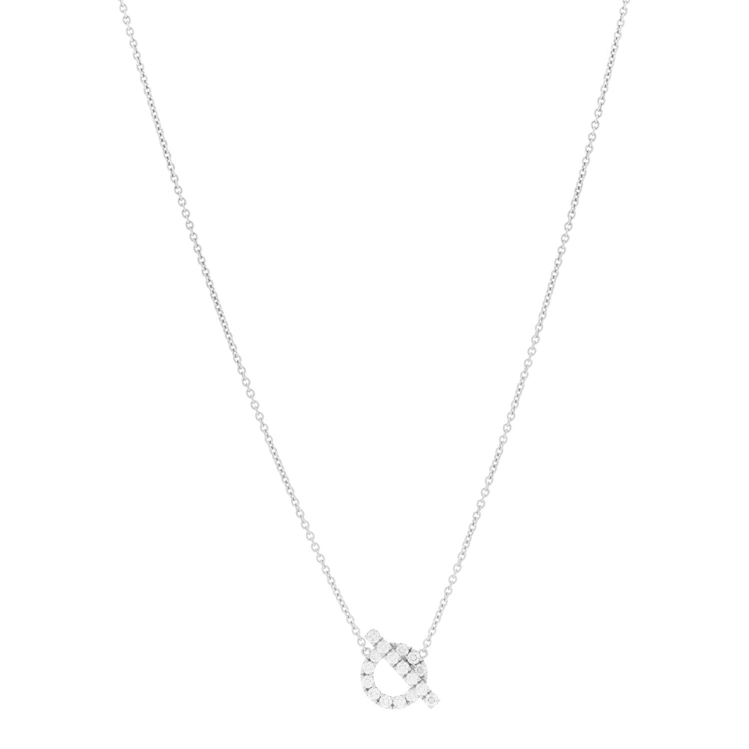 Hermes 18K White Gold Diamond Finesse Pendant Necklace 1 of 6