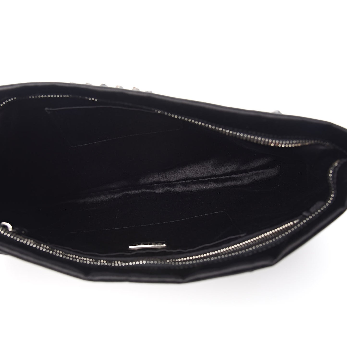 Satin Swarovski Crystal Embroidered Flat Clutch Black