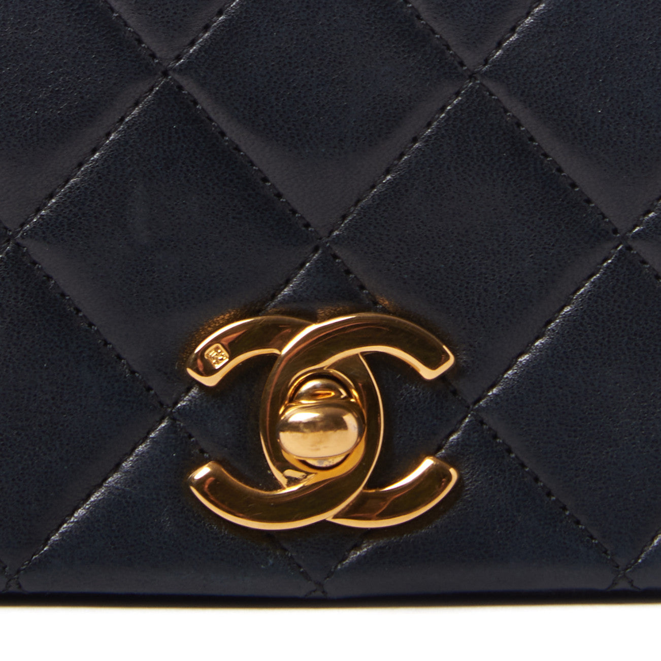 Lambskin Quilted Small Single Flap Bag Navy
