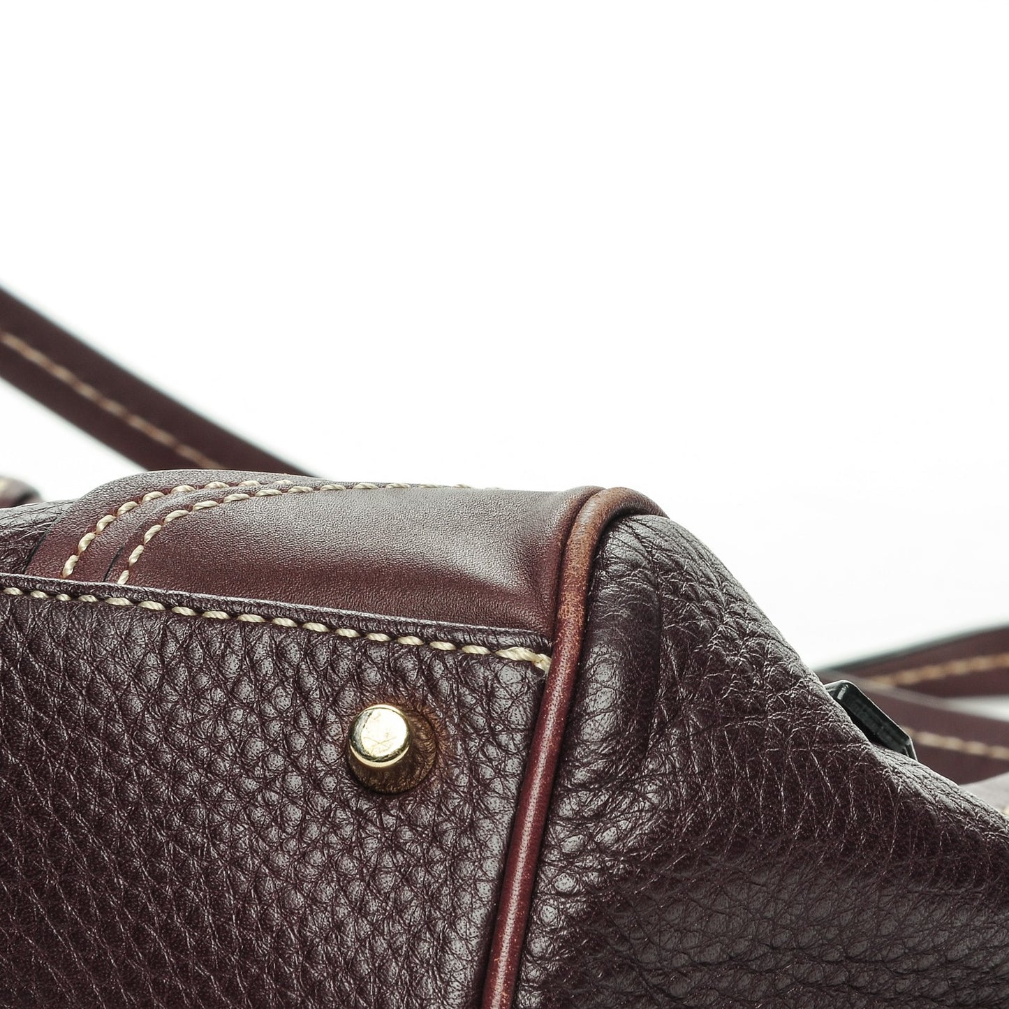Calfskin Saddle Stitch Small Canterbury Tote Burgundy