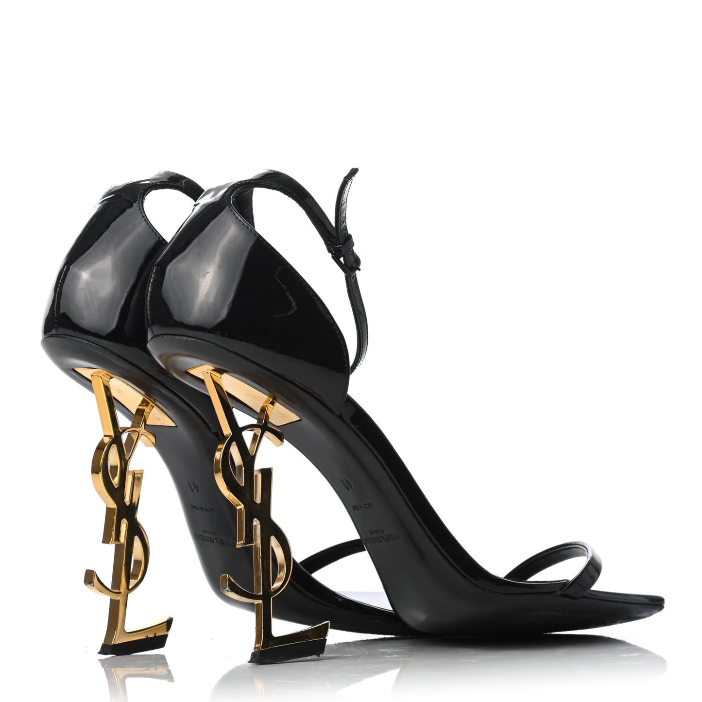 Patent Calfskin Opyum 110 Sandals 41 Black Gold