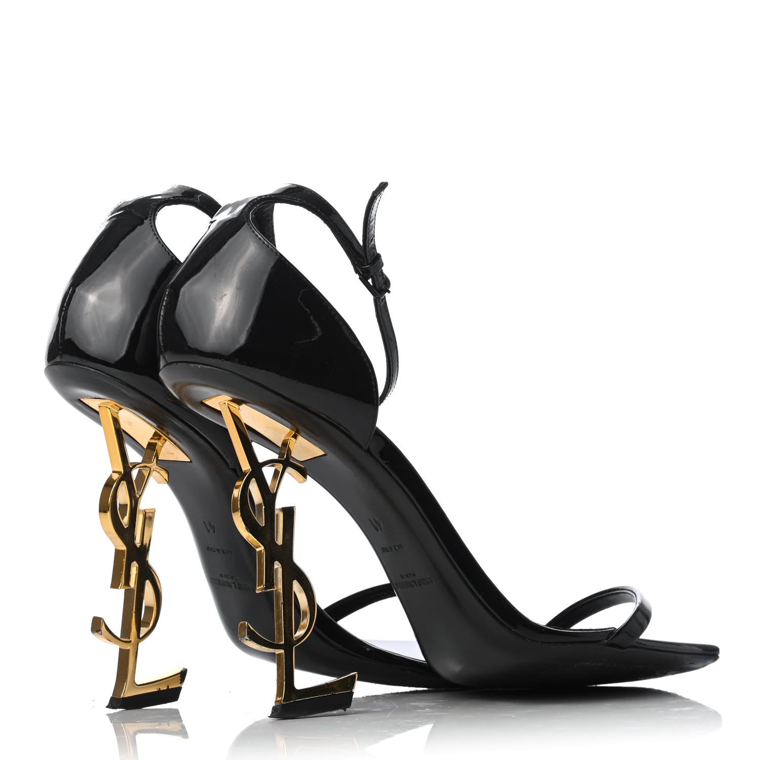 Saint Laurent Patent Calfskin Opyum 110 Sandals 41 Black Gold 4 of 7