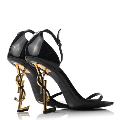 Saint Laurent Patent Calfskin Opyum 110 Sandals 41 Black Gold 4 of 7