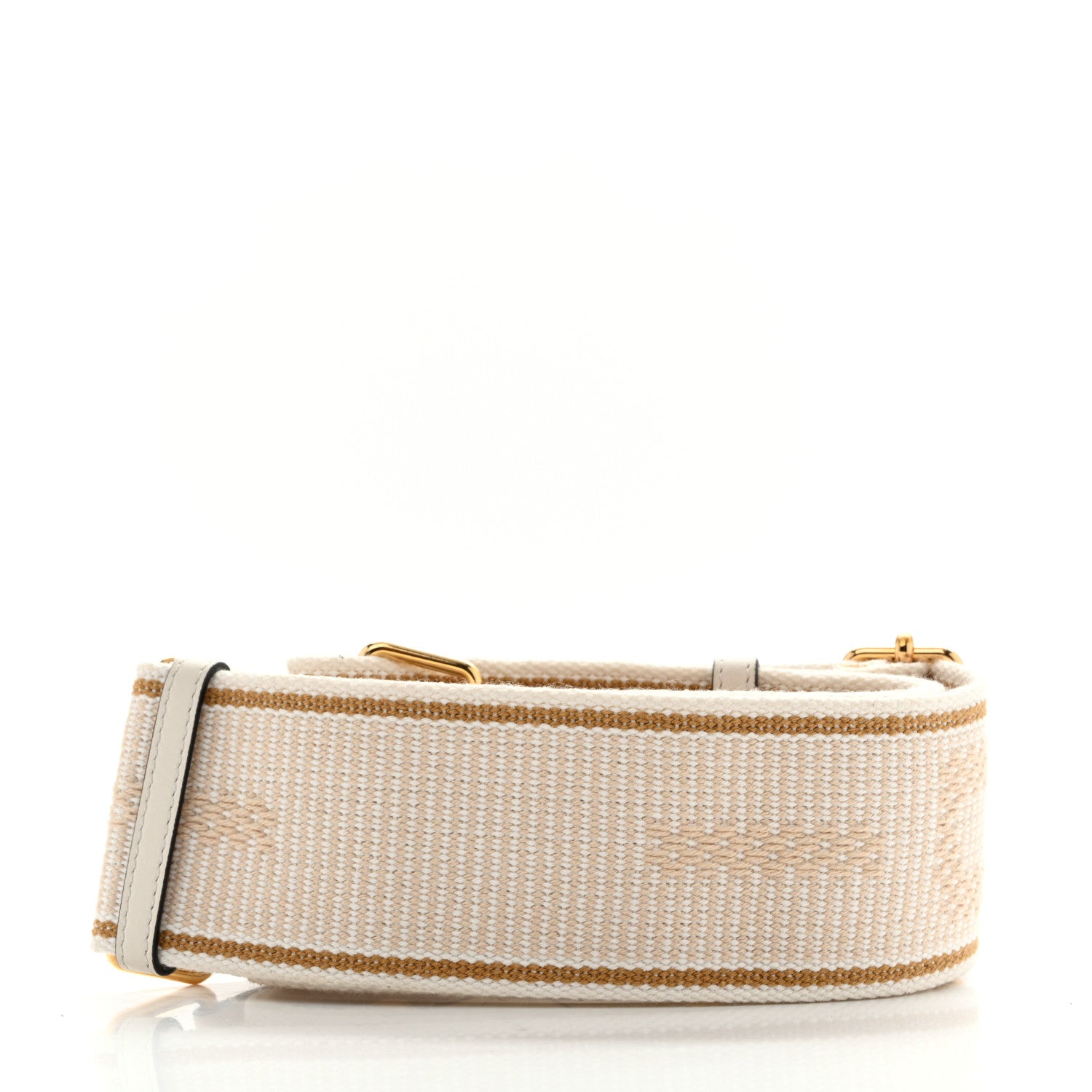 Fendi Cannete Ribbon Poly Vitello Century Logo Adjustable Strap You White Garza Ecru 2 of 5