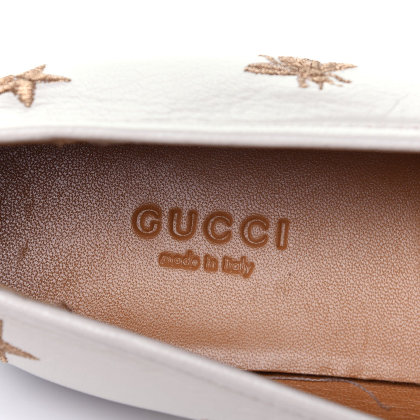 Goatskin Bee Star Embroidered Womens Jordaan Loafers 39 Mystic White