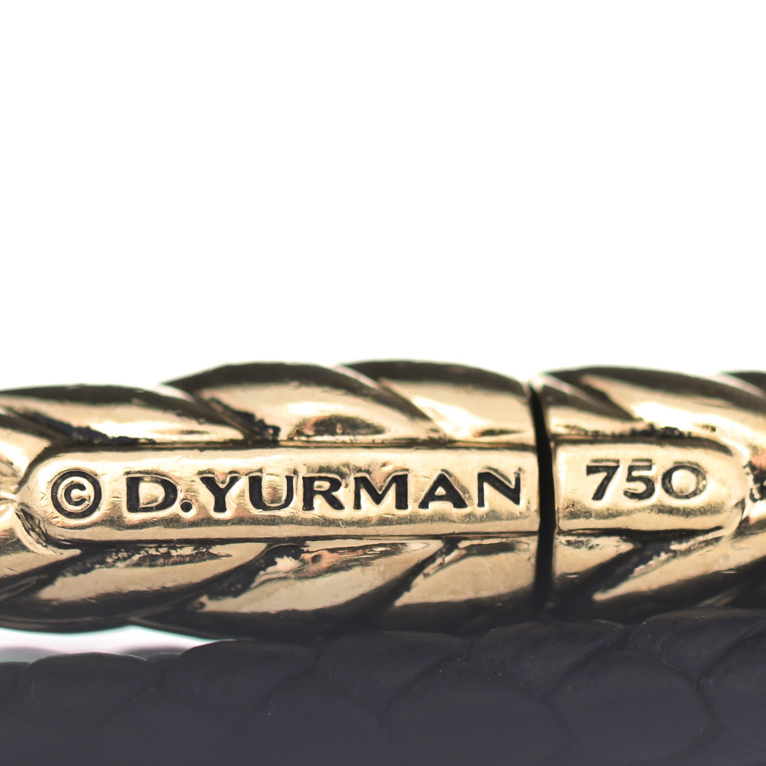 David Yurman 18K Yellow Gold Leather Chevron Triple-Wrap Bracelet Black 4 of 4