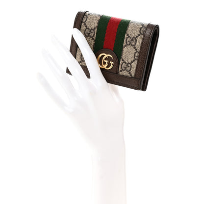 Gucci GG Supreme Monogram Web Ophidia Card Case Beige New Acero 2 of 9