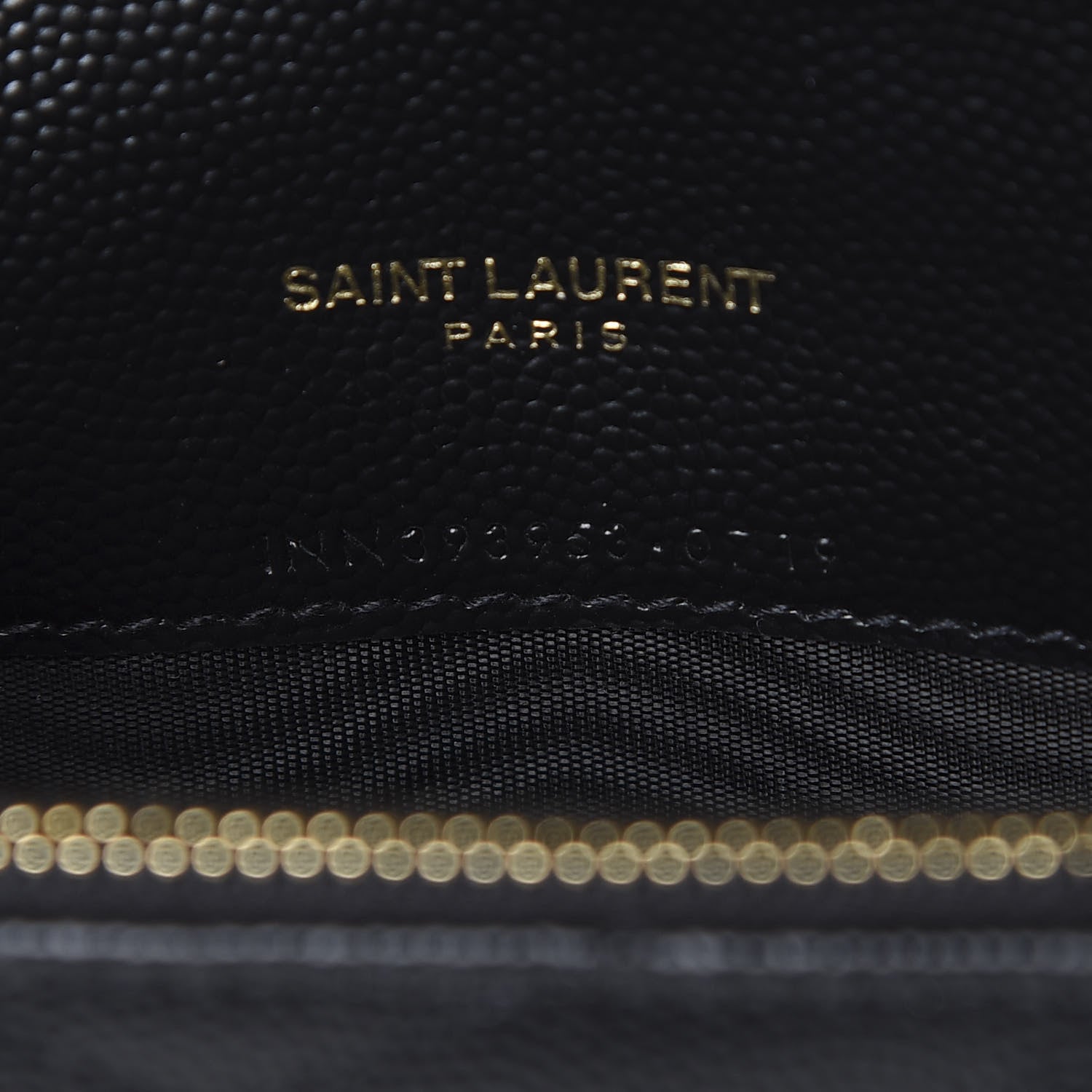 Saint Laurent Grain De Poudre Matelasse Chevron Monogram Envelope Chain Wallet Black 6 of 10