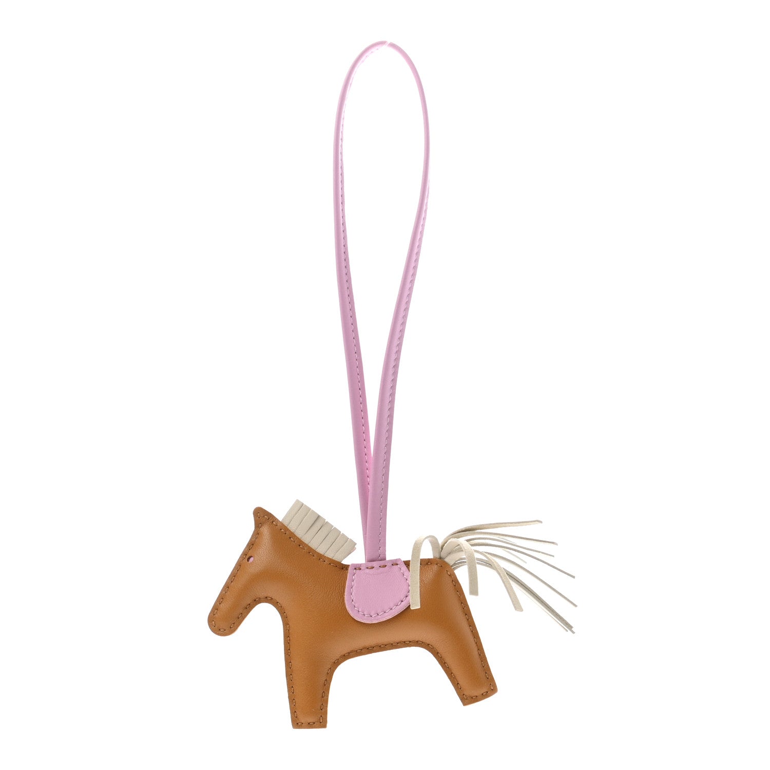 Hermes Milo Lambskin Grigri Rodeo Horse Bag Charm PM Sesame Mauve Sylvestre Craie 1 of 4