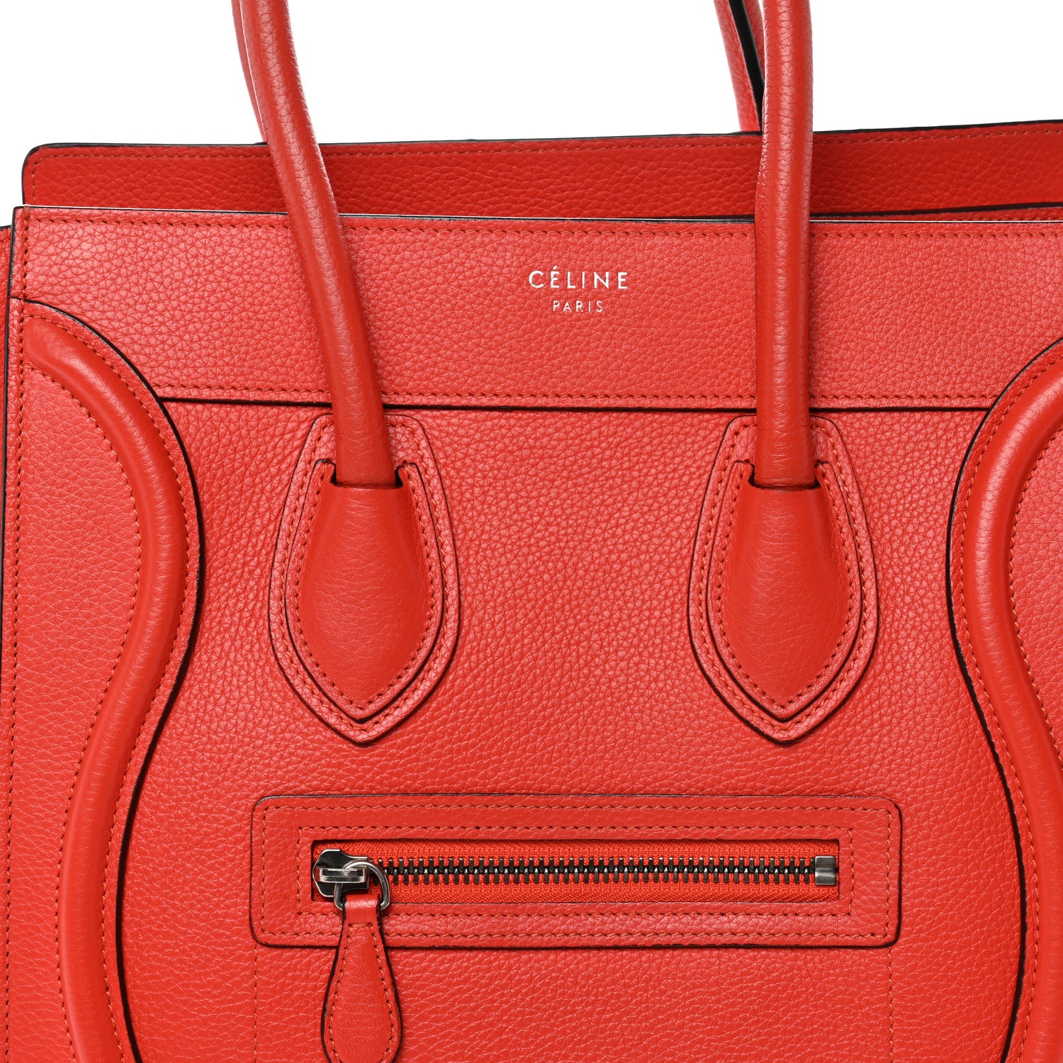 Celine Drummed Calfskin Micro Luggage Vermillion 7 of 11