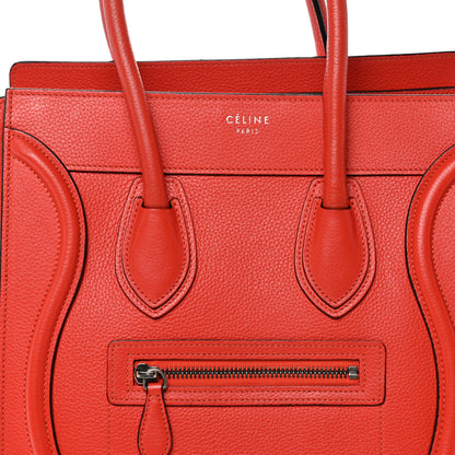 Celine Drummed Calfskin Micro Luggage Vermillion 7 of 11