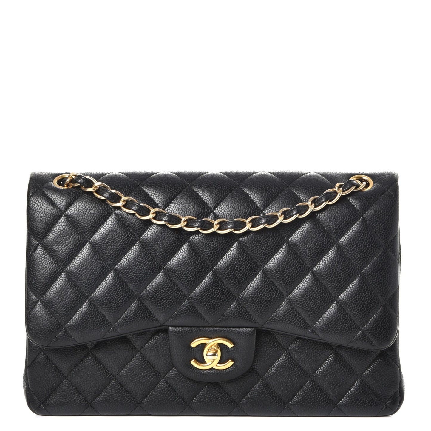Caviar Quilted Jumbo Double Flap Black