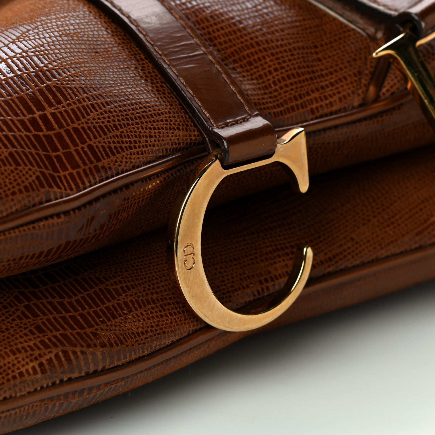 Christian Dior Lizard Double Saddle Bag Brown 15 of 15