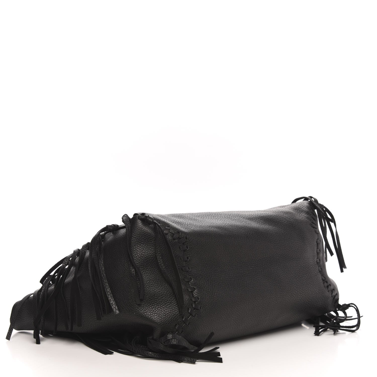 Valentino Garavani Grained Calfskin C-Rockee Fringe Tote Black 4 of 8