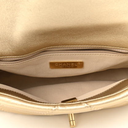 Chanel Metallic Goatskin Quilted Medium Chanel 19 Flap Gold 5 of 11