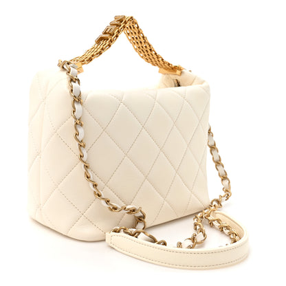 Chanel Lambskin Quilted CC Crystal Signature Chain Hobo White 2 of 10