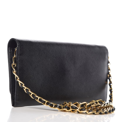 Prada Saffiano Metal Oro Chain Wallet Black 3 of 8