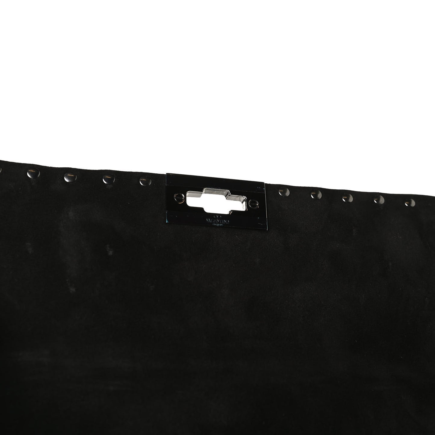 Craquele Nappa Medium Rockstud Spike Shoulder Bag Black