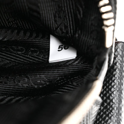 Prada Saffiano Cuir Triangle Logo Embossed Triangle Shoulder Bag Black 7 of 11