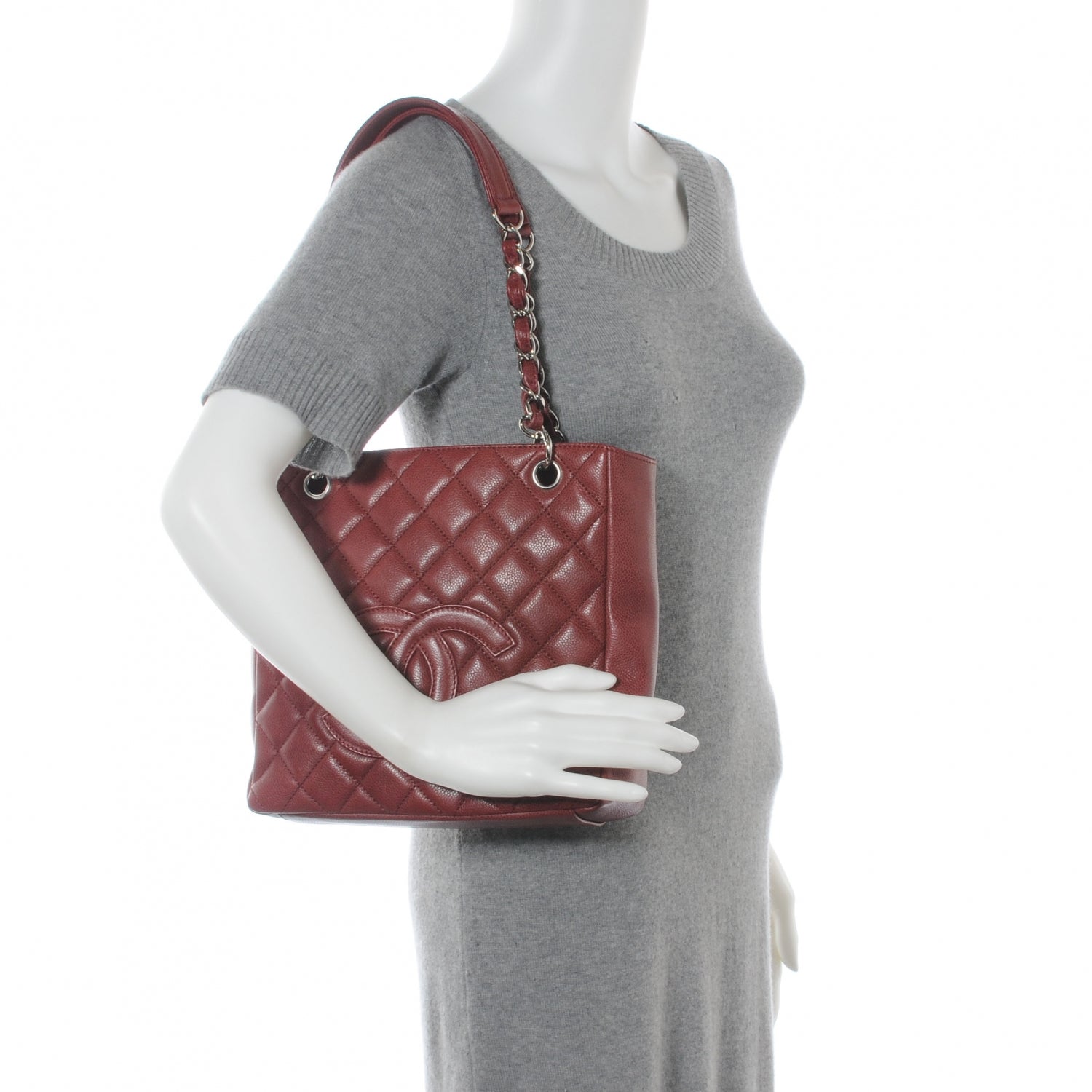Chanel Caviar Petit Shopping Tote PST Red 2 of 8