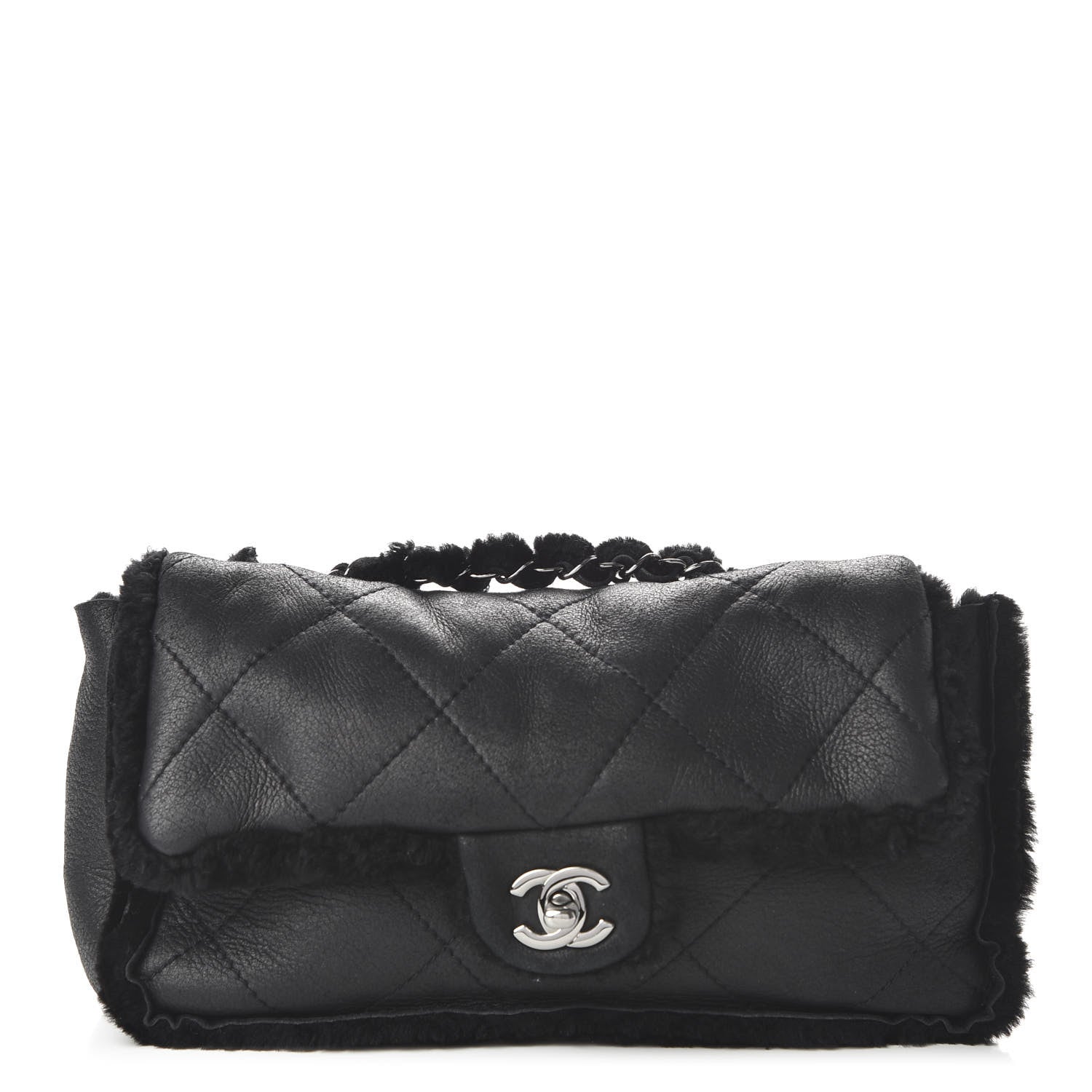 Chanel Shearling Quilted Medium Single Flap Black 1 of 10
