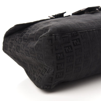 Fendi Zucchino Flap Shoulder Bag Black 6 of 9