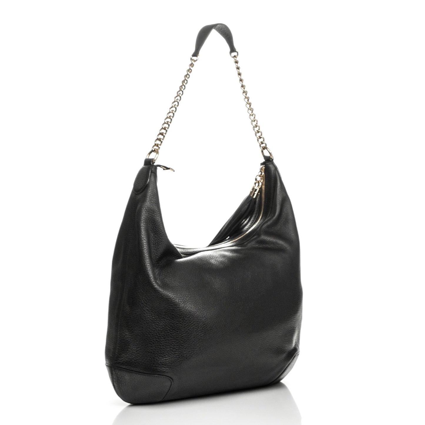 Pebbled Calfskin Medium Soho Chain Hobo Black