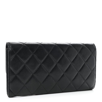 Chanel Lambskin Quilted Large Gusset Flap Wallet Black 3 of 24