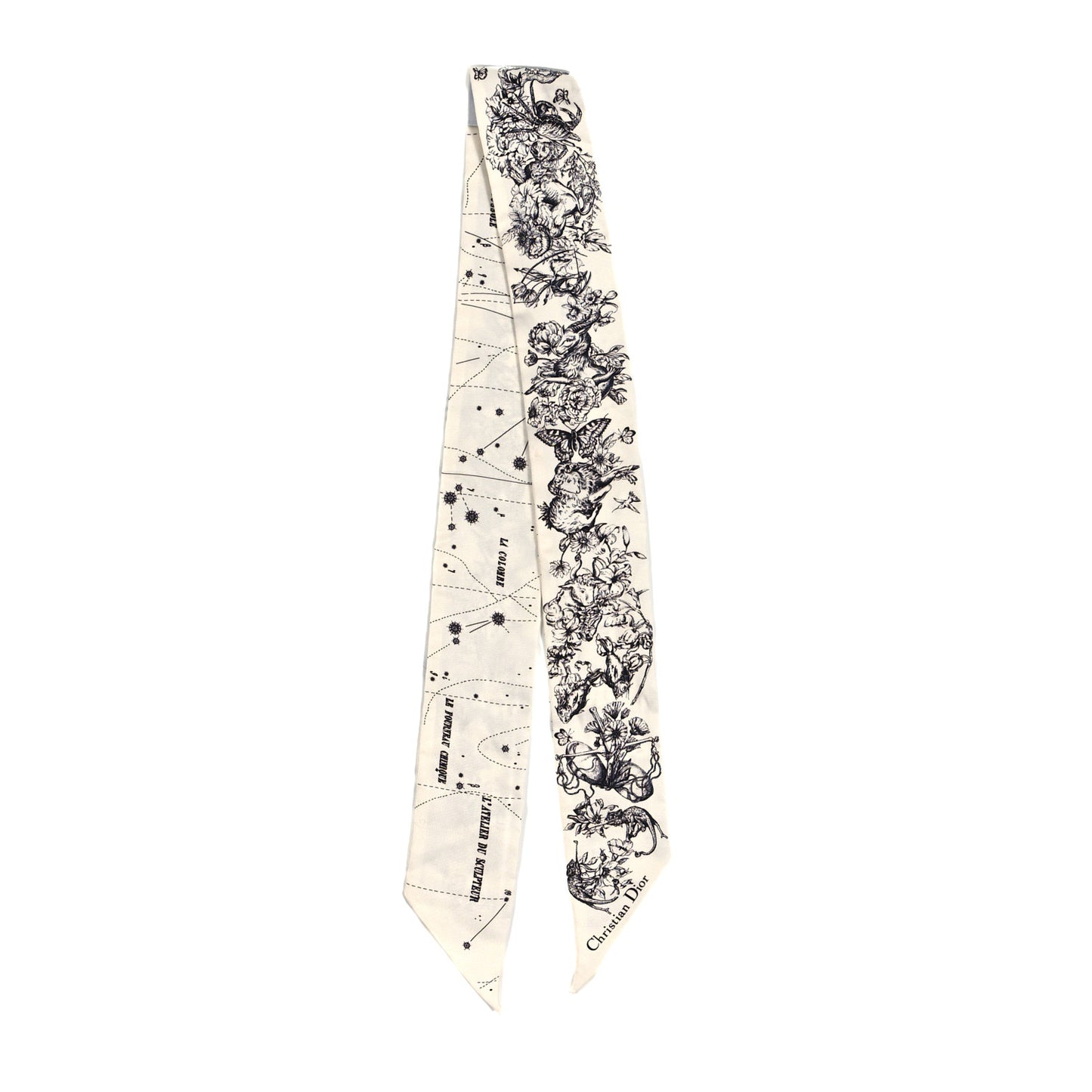 Silk Zodiac Mitzah Scarf White Black