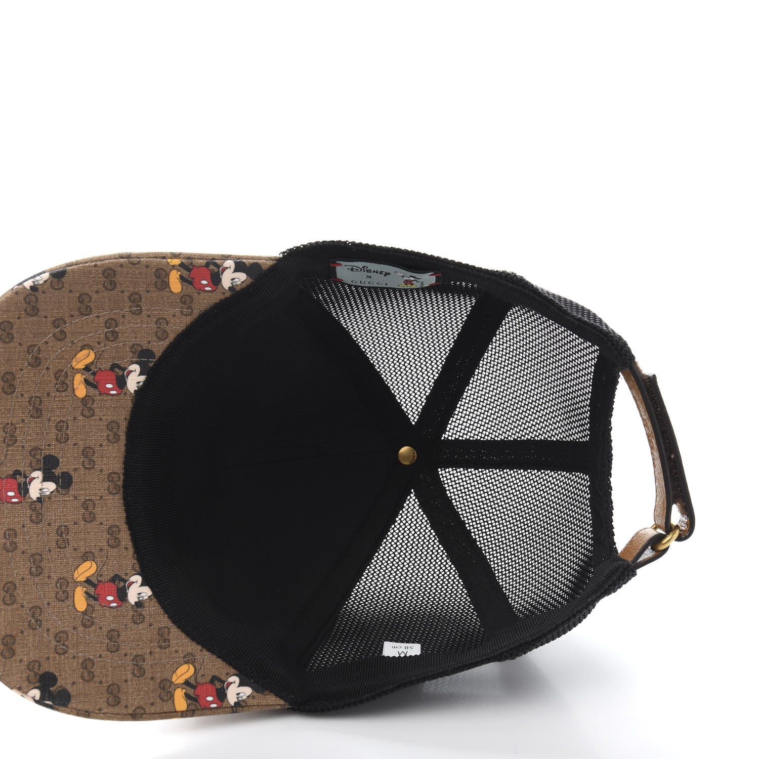Gucci X DISNEY Mini Vintage GG Supreme Monogram Mickey Mouse Baseball Hat M Beige Vintage Sun Oil 6 of 9