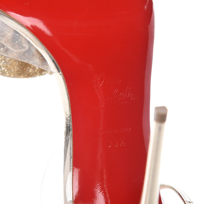 Christian Louboutin Metallic Calfskin Glitter Tonic PVC Fossiliza 100 Sandals 39.5 Version Light Gold 6 of 11