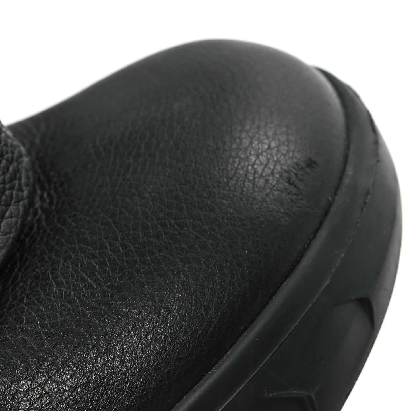 Grained Calfskin Shark Lock Biker Ankle Boots 39 Black