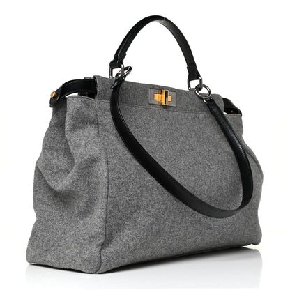 Fendi Flannel Large Peekaboo Iconic Satchel Grey 2 of 13