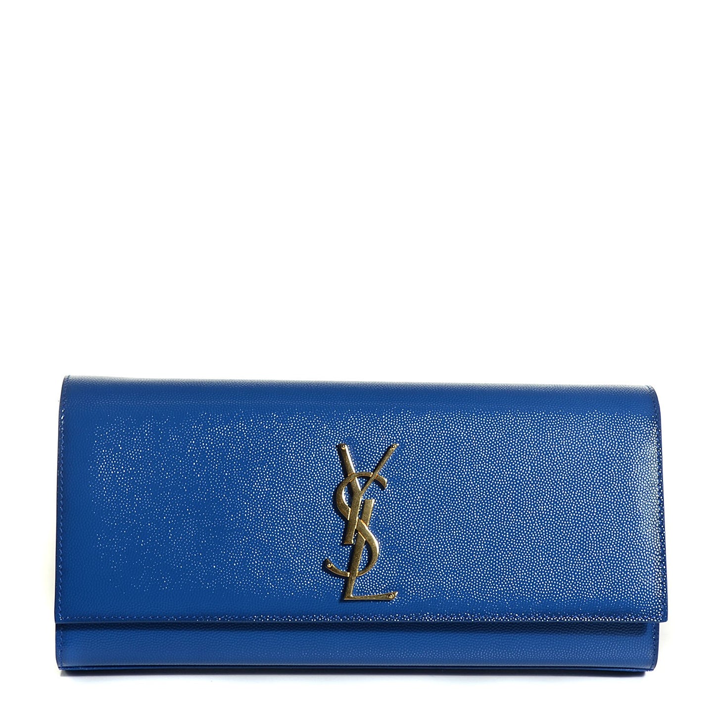 Textured Patent Calfskin Classic Monogram Clutch Royal Blue