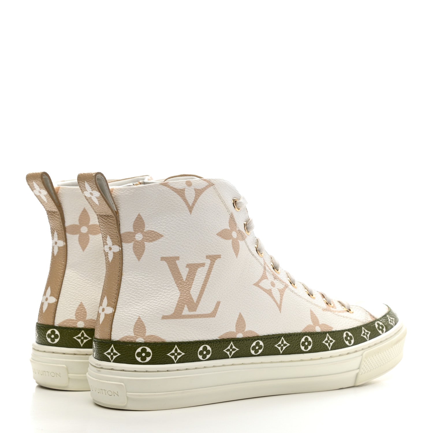 Louis Vuitton Monogram Giant Stellar Sneaker Boots 38 Khaki White Beige 4 of 17