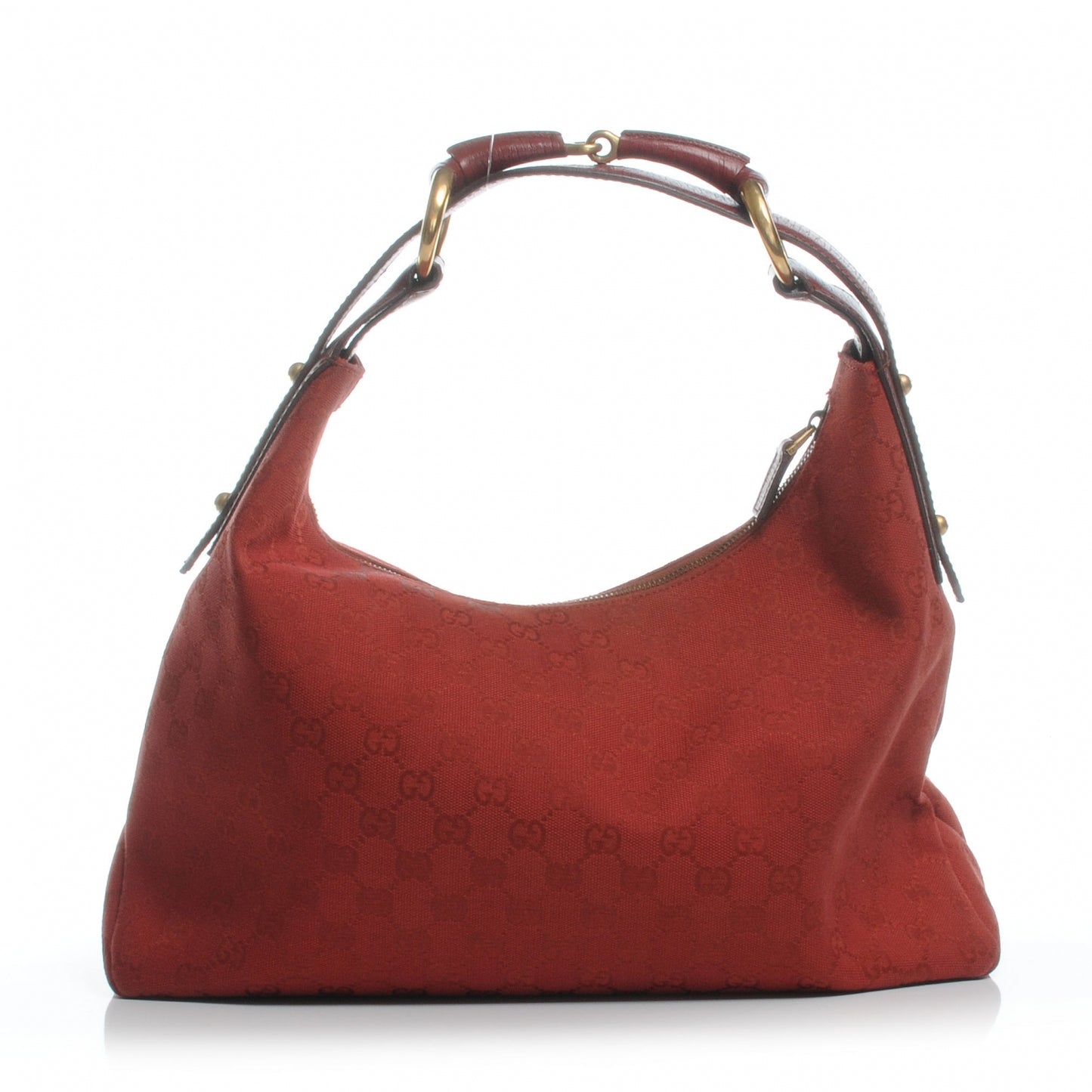 Monogram Medium Horsebit Chain Hobo Red