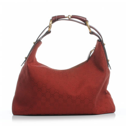Gucci Monogram Medium Horsebit Chain Hobo Red 1 of 7