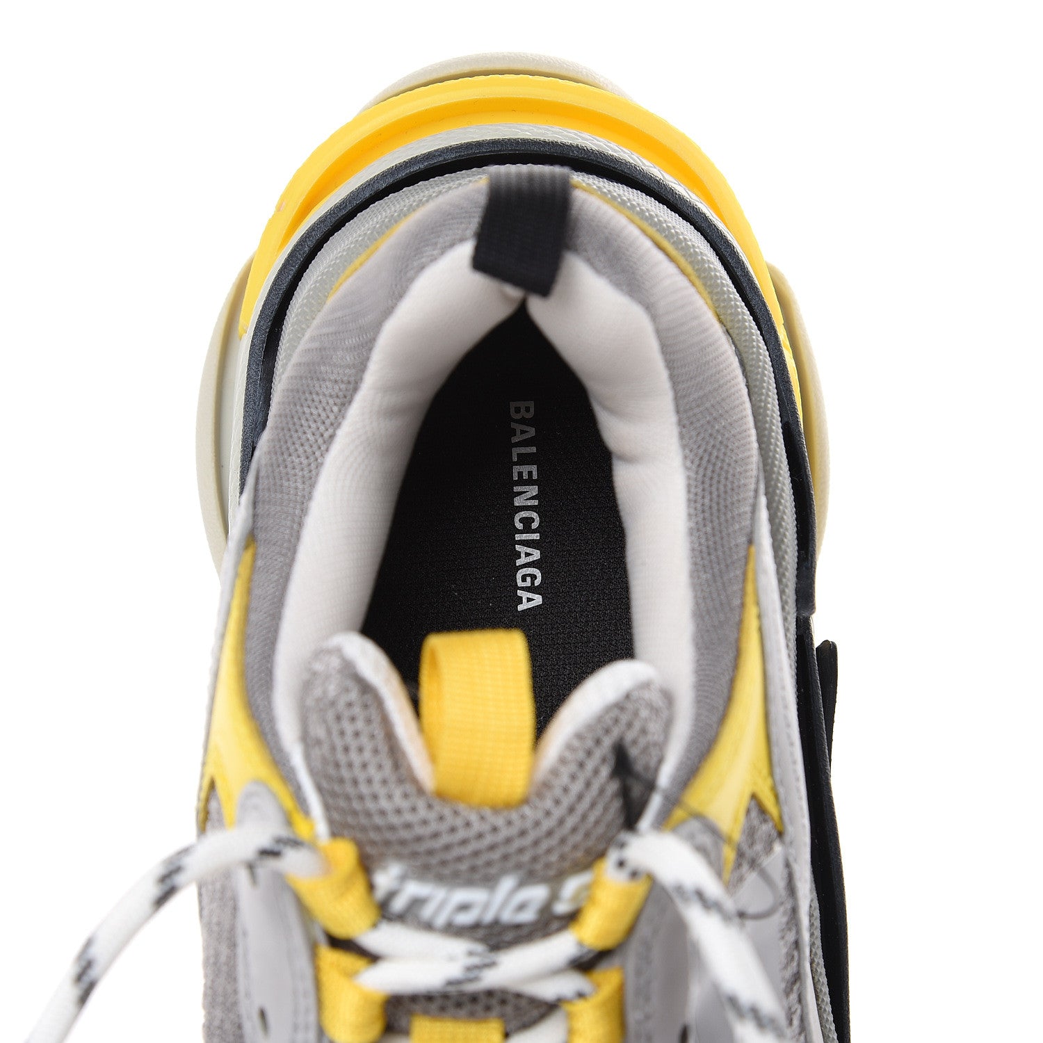 Balenciaga Fabric Mesh Womens Triple S Sneakers 40 Yellow Grey White 6 of 6
