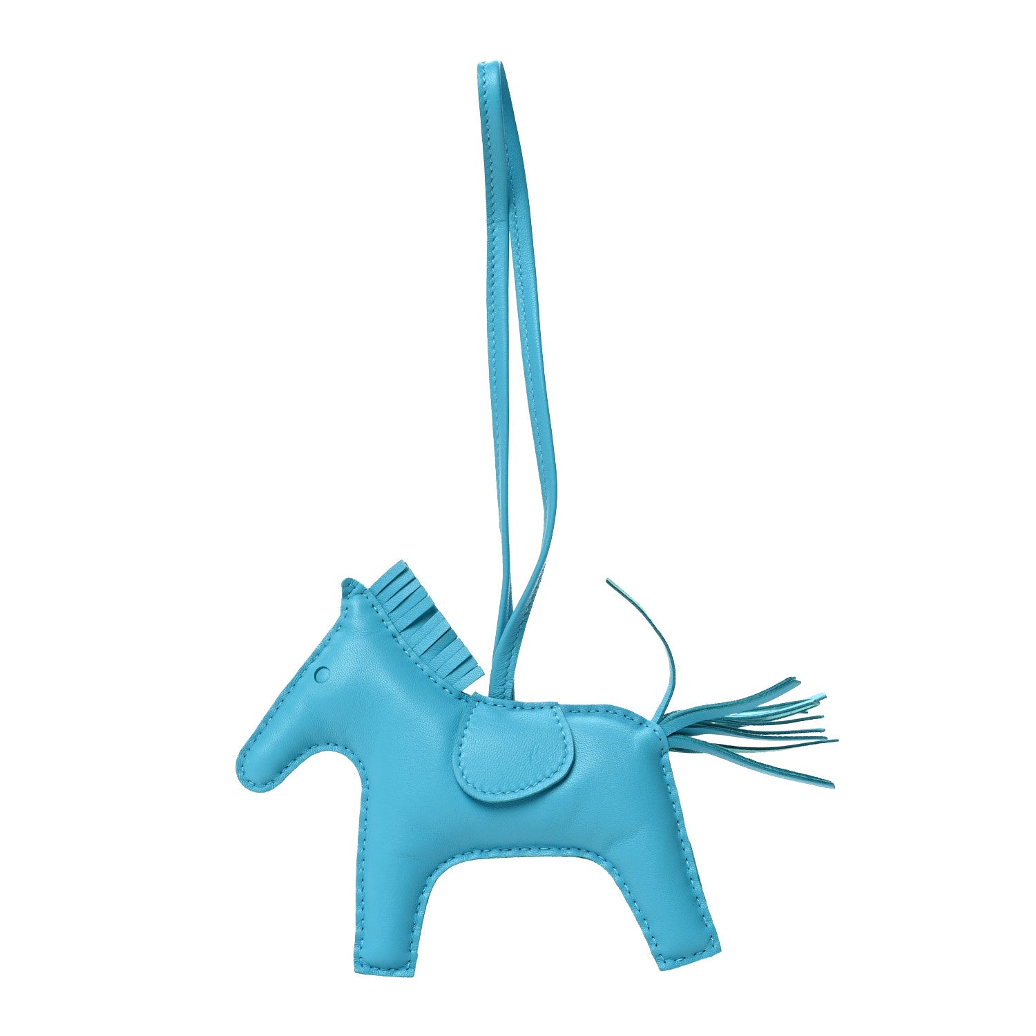 Hermes Milo Lambskin Grigri Rodeo Horse Bag Charm MM Bleu Azteque 1 of 4