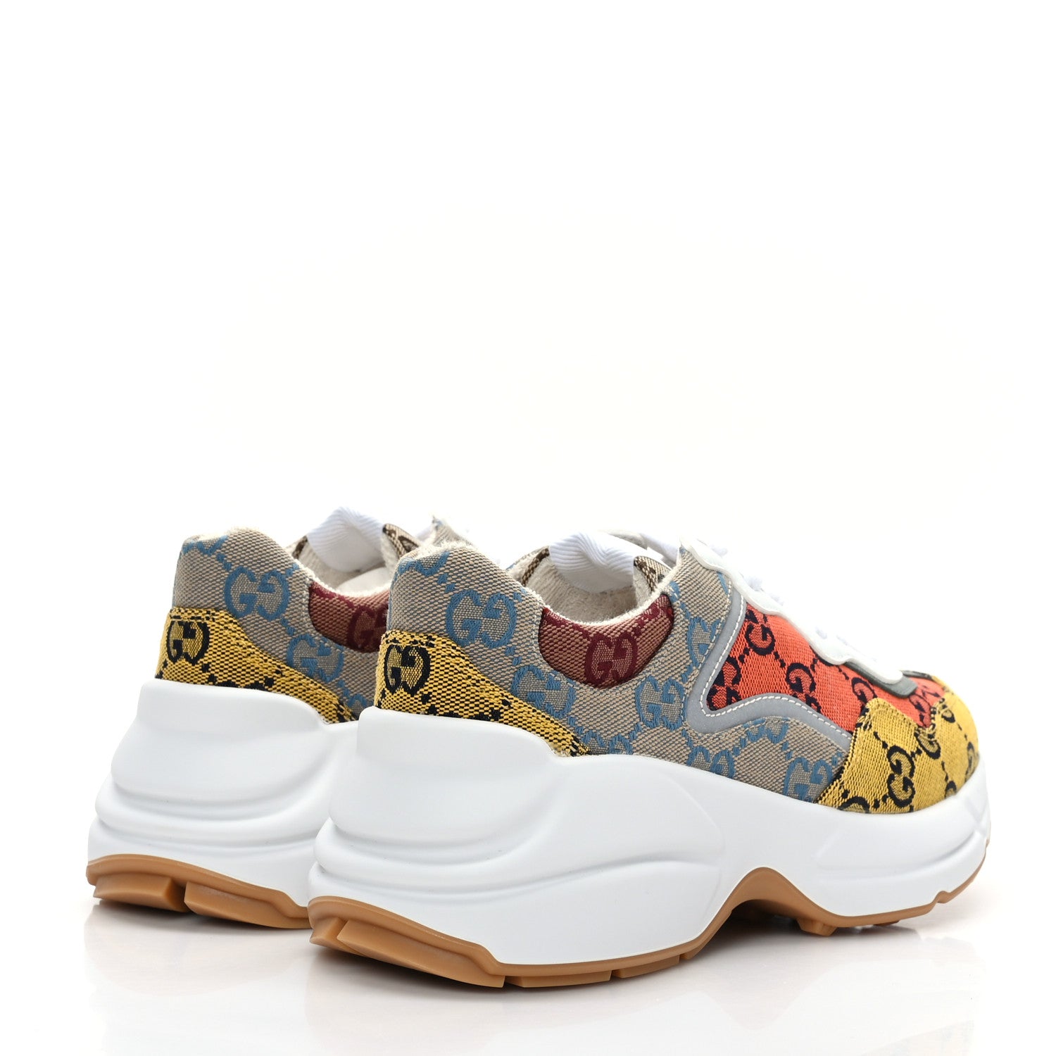 Gucci Monogram Multicolor Demetra Womens Rhyton Sneakers 35.5 Yellow Blue Great White Tabasco 4 of 7