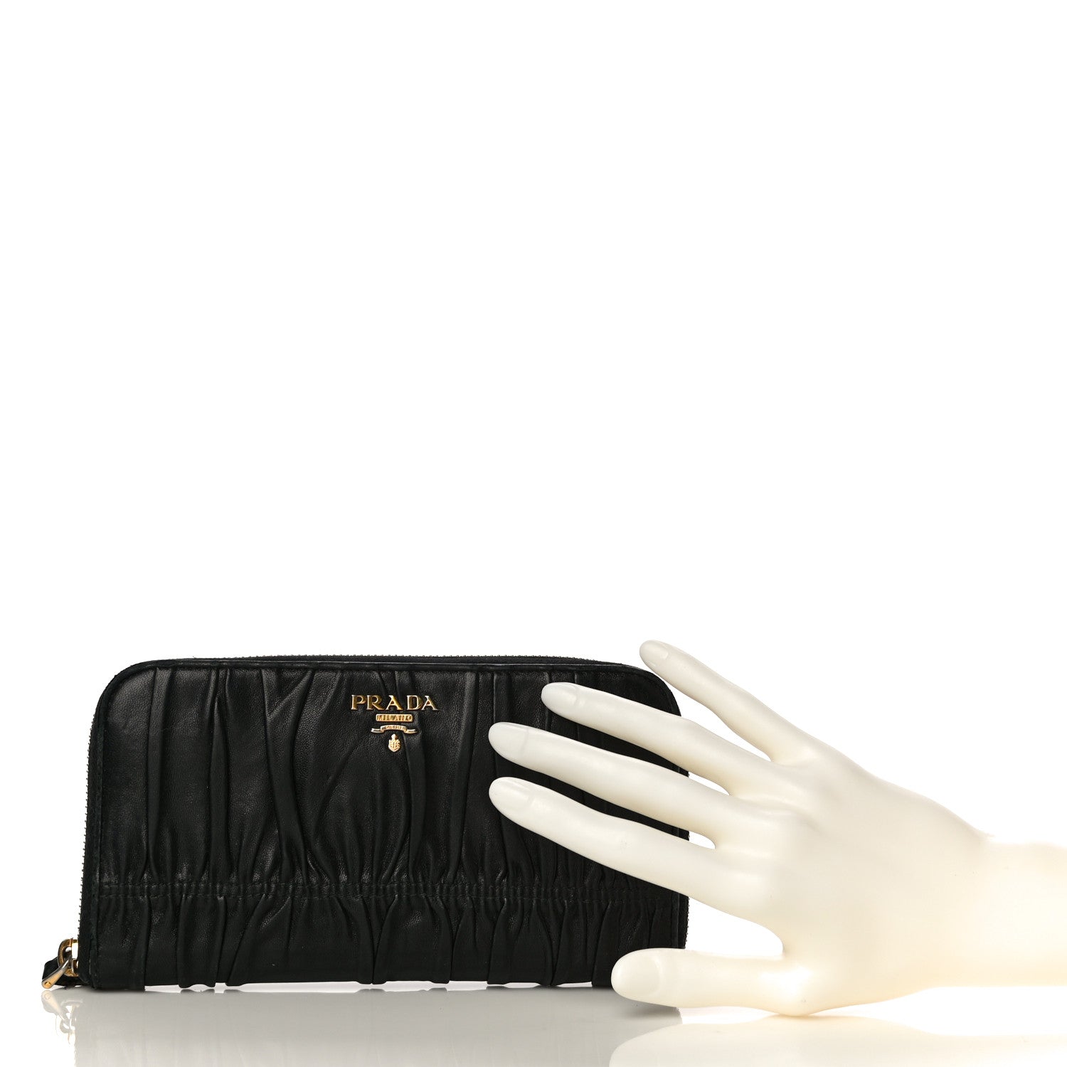 Prada Nappa Gaufre Zip Around Wallet Black 2 of 23
