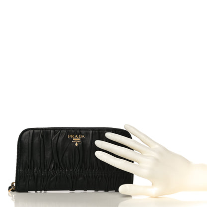 Prada Nappa Gaufre Zip Around Wallet Black 2 of 23