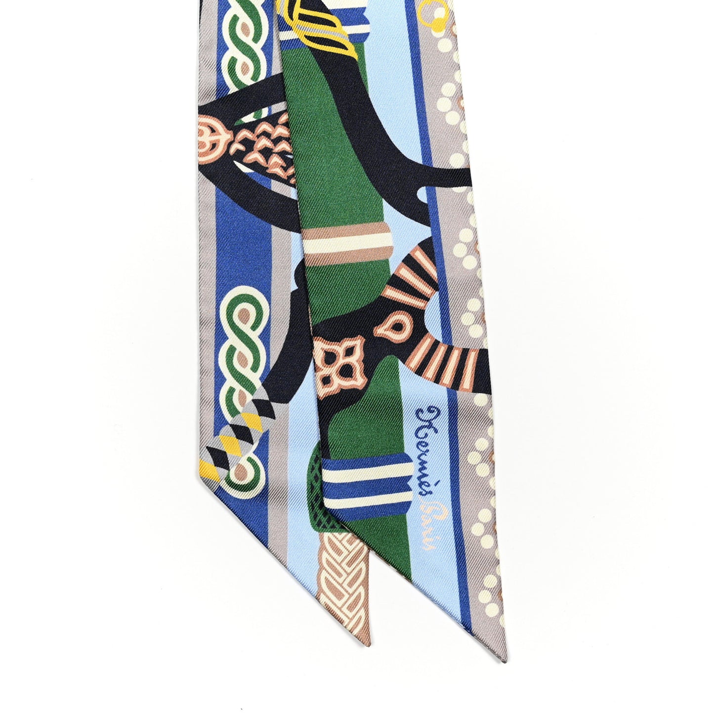 Silk Fantaisie D'Etriers Twilly Bleu Ciel Vert Marine